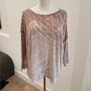 Raquel Allegra pink purple tie dye print cotton blend long sleeve top size 6